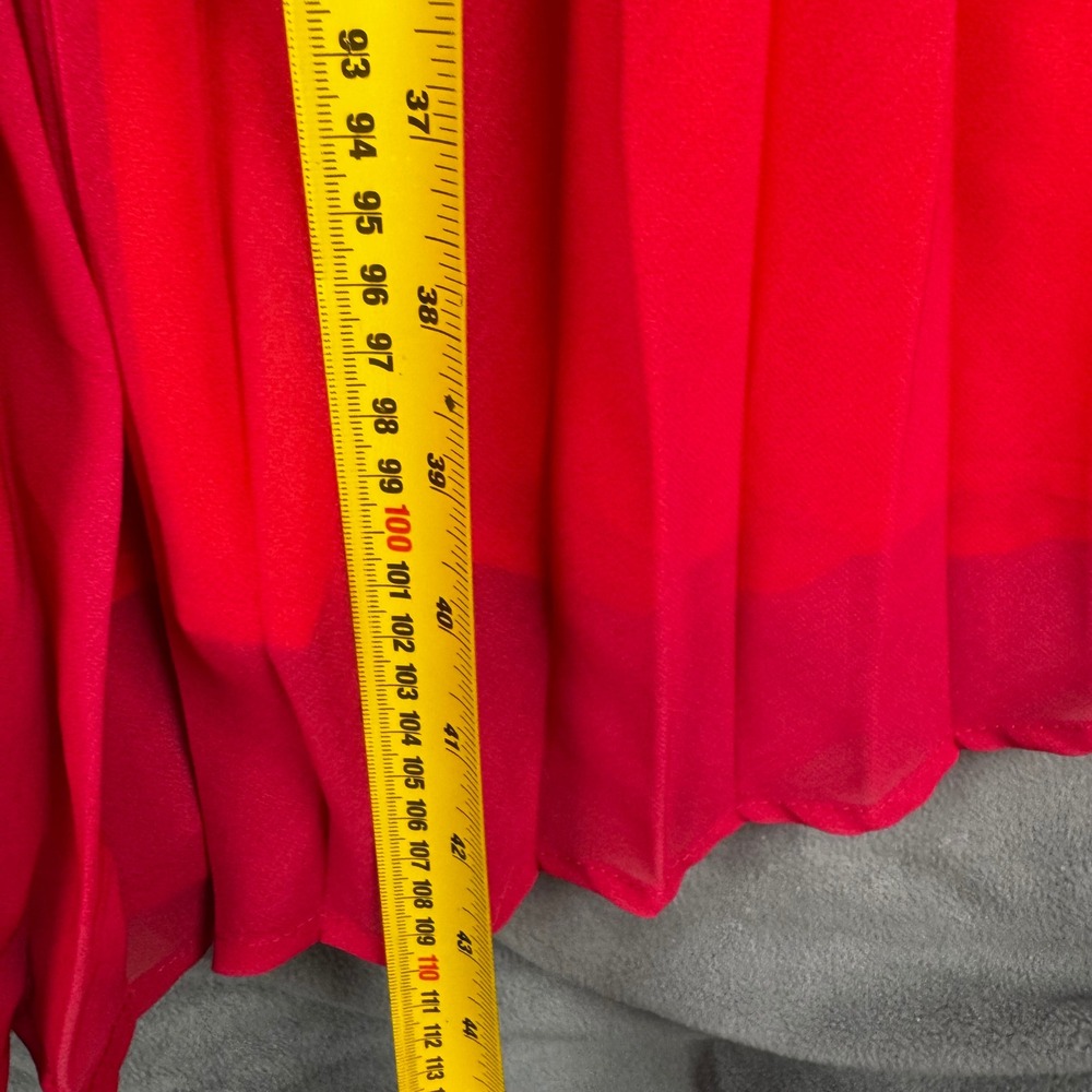 FEHAUTE Orange Pink Ombre Pleated Midi Dress Sleeveless Square Neck Size 4 NEW - Picture 4 of 10